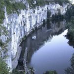 Südfrankreich: Oberer Lot, Treidelpfad im Fels