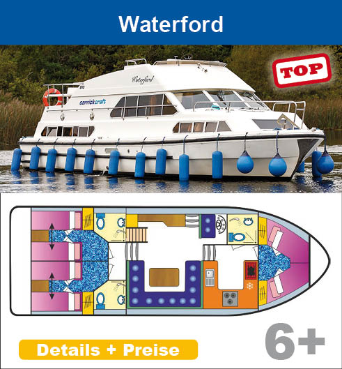 Führerscheinfreie Hausboote mieten in Irland CARRICK CRAFT Waterford