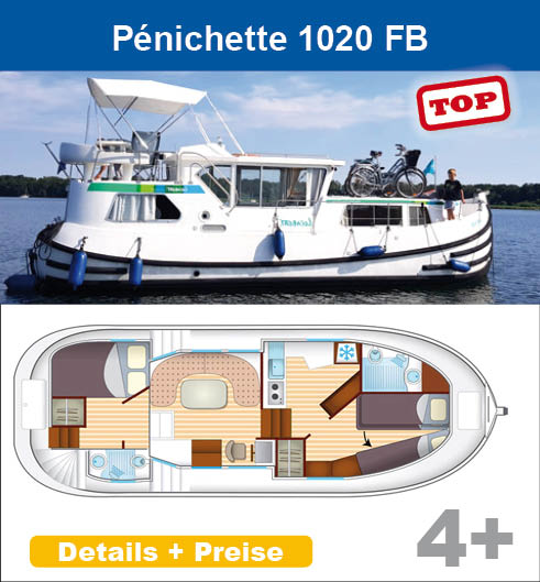 Führerscheinfreie Hausboote mieten in Holland Frankreich Irland LOCABOAT penichette 1020 FB hausbooturlaub