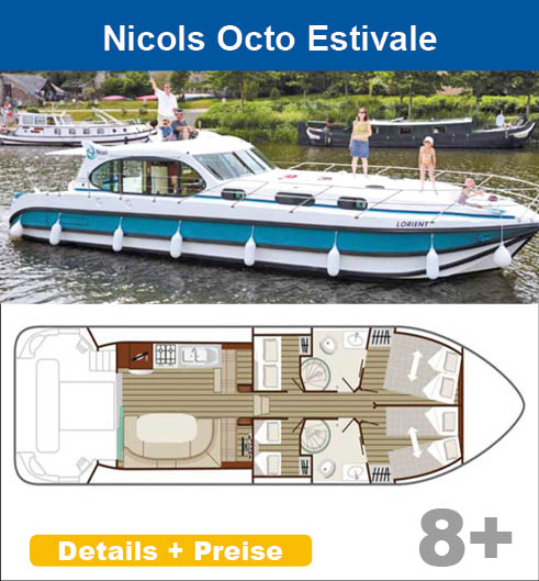 Führerscheinfreie Hausboote mieten in Europa NICOLS Octo Estivale hausbooturlaub
