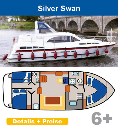 Führerscheinfreie Hausboote mieten in Irland SILVERLINE Silver Swan hausbooturlaub irland