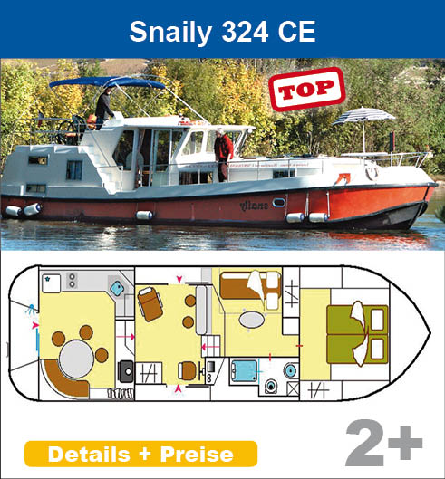 Führerscheinfreie Hausboote mieten in Frankreich SNAILY 324 CE uebersicht